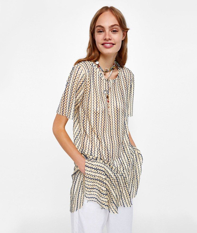 Trumpet-sleeve Blouse